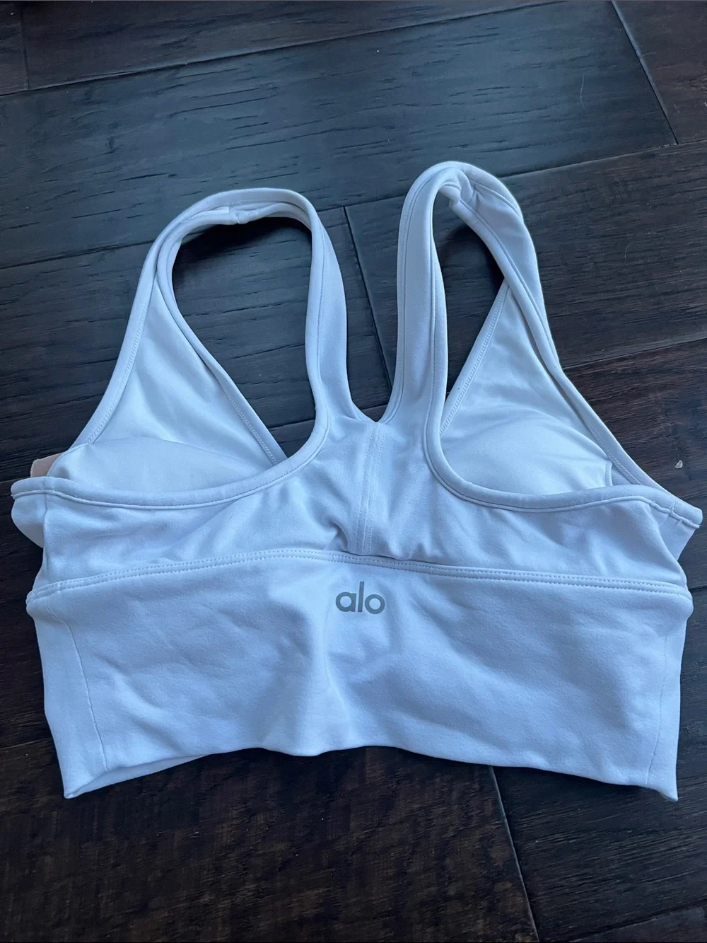ALO Yoga White Ruched V-Neck Racerback Sports Bra